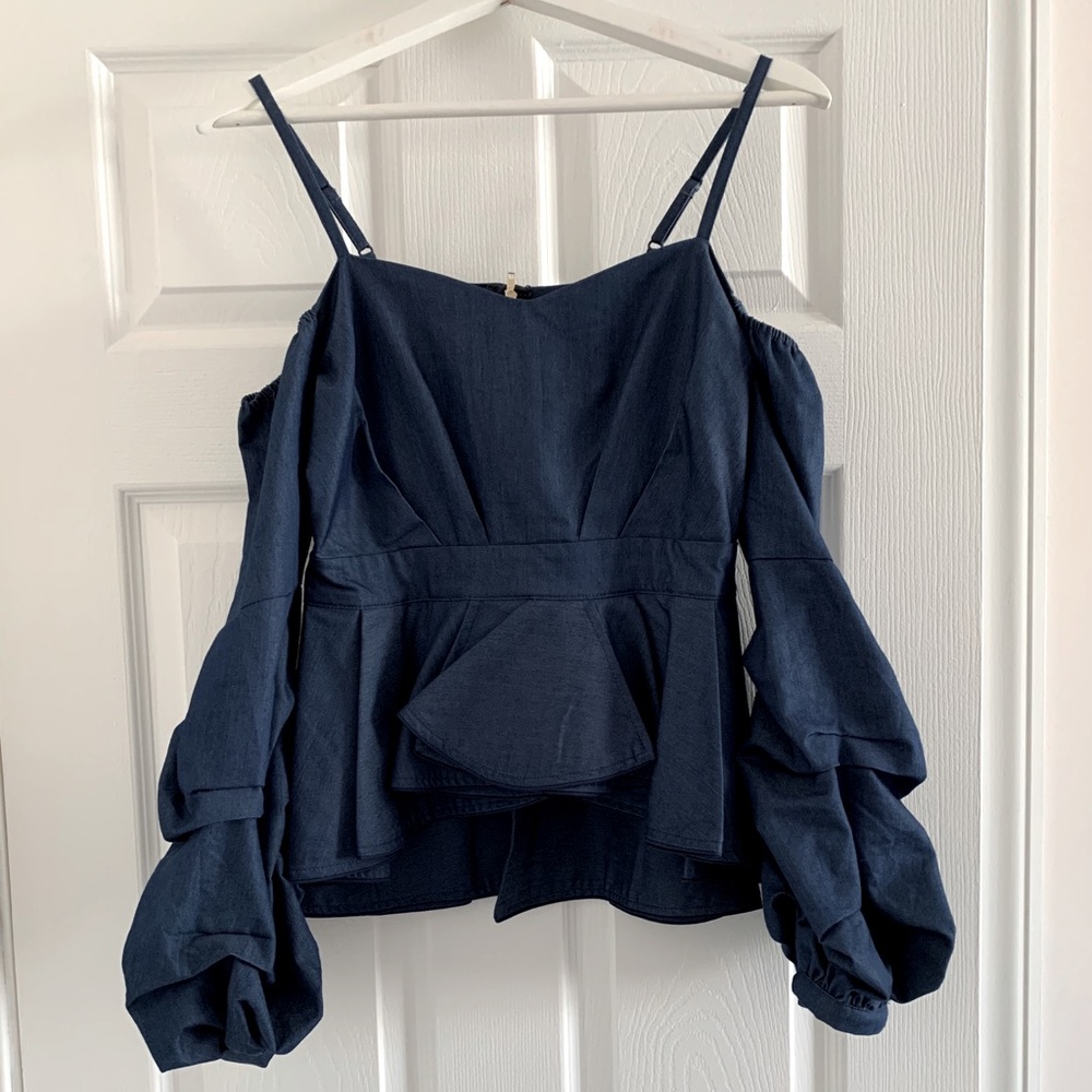 Gracia Ruffle Off Shoulder Denim Top